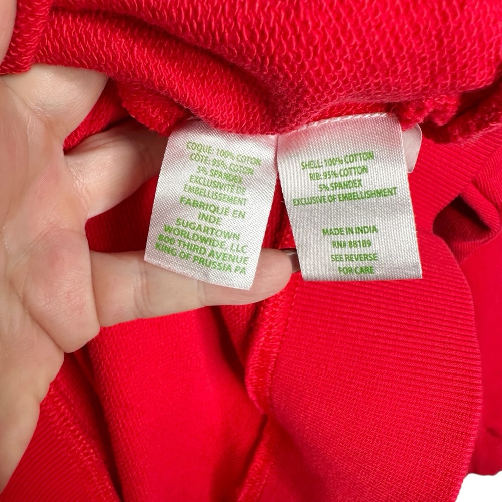 Lilly Pulitzer Ballard Sweatshirt SZ Medium Red Cheers Pearl Beading - Picture 10 of 16